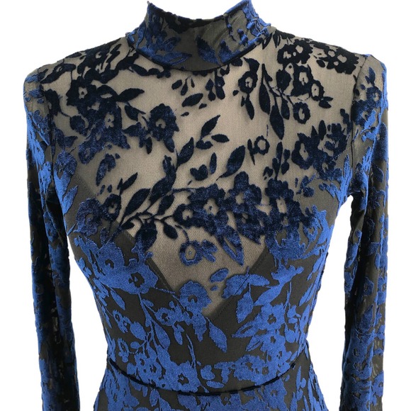 Lucy in the Sky Womens Size Small Burnout Velvet Floral Body-Con Mini Dress - Picture 7 of 7